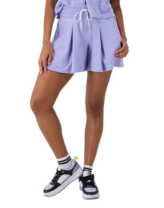 Freeplay Terry Towel Shorts Classic Script 5034 Peri Blue Women Champion Shorts