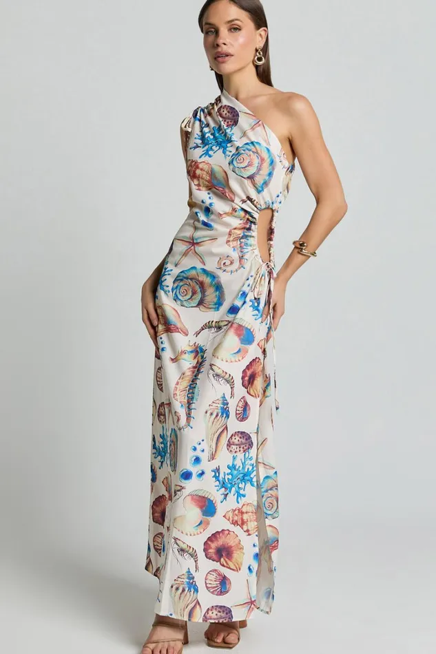 Gemma Midi Dress 8211 One Shoulder Side Cut Out Side Slit Dress In Holiday Print Women Showpo Dresses Gemma Midi Dress 8211 One Shoulder Side Cut Out Side Slit Dress In Holiday Print Women Showpo Dresses