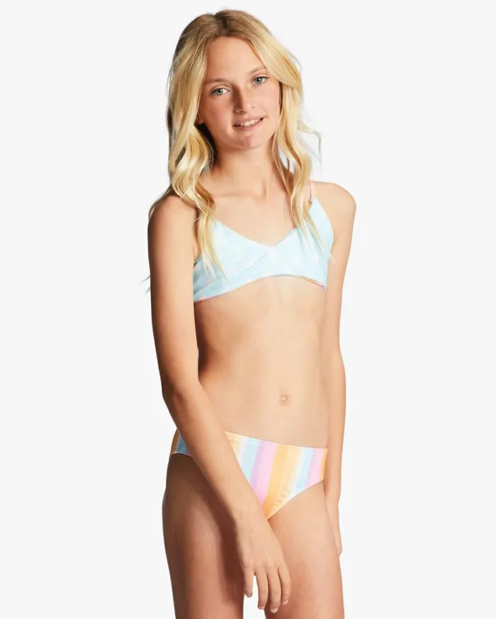 Girl039s 416 On The Bright Side Reversible Trilette TwoPiece Bikini Set Multi Kids Billabong Girls039 Swimwear