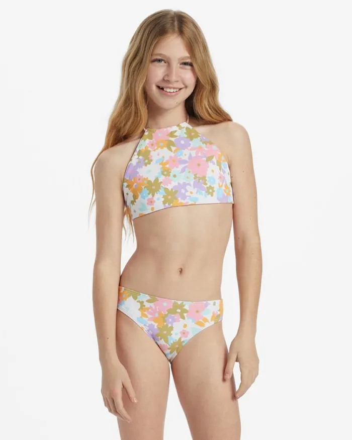 Girl039s Kissed By The Sun Rev High Nec Bikini Set Multi Kids Billabong Girls039 Swimwear Girl039s Kissed By The Sun Rev High Nec Bikini Set Multi Kids Billabong Girls039 Swimwear