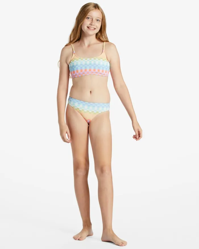 Girl039s Paradise Check Two Piece Trilet Bikini Set Multi Kids Billabong Girls039 Swimwear