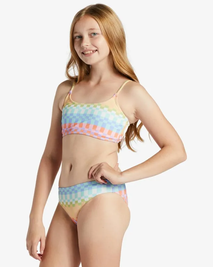 Girl039s Paradise Check Two Piece Trilet Bikini Set Multi Kids Billabong Girls039 Swimwear