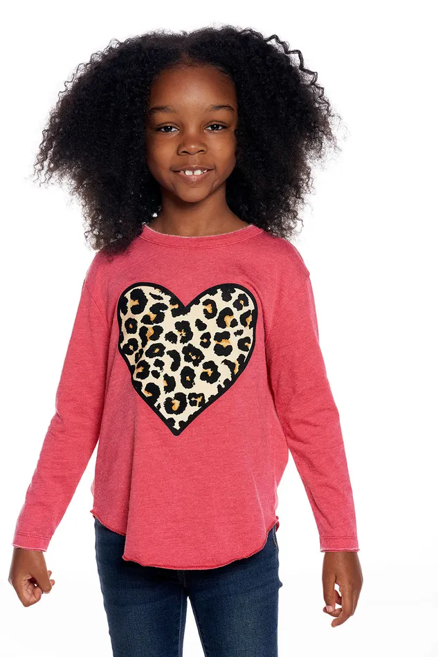 Girls Chaser Brand Leopard Heart Tops