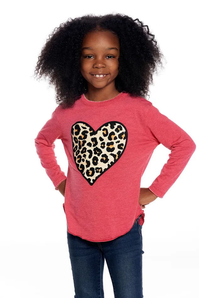 Girls Chaser Brand Leopard Heart Tops