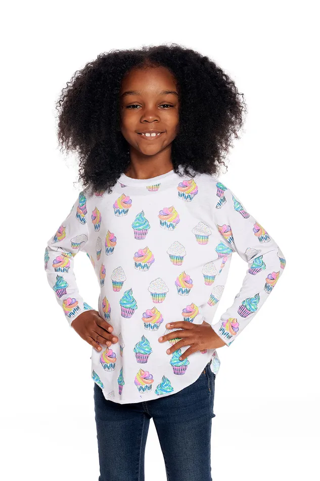 Girls Chaser Brand Rainbow Cupcakes Tops