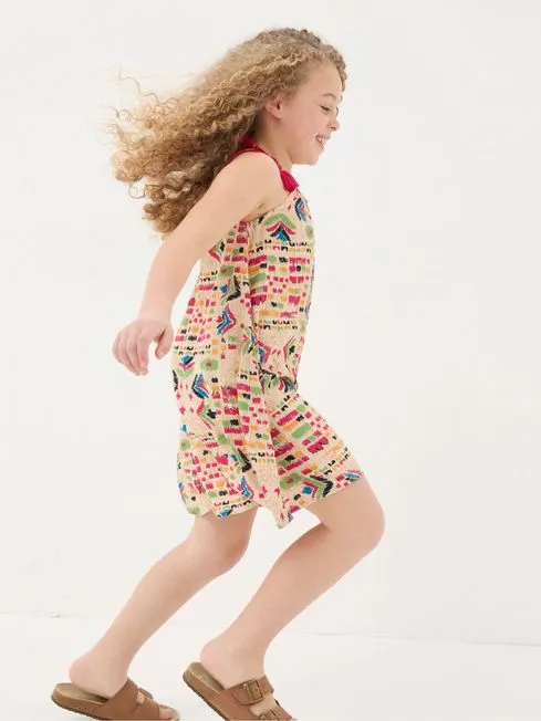 Girls Fatface Dresses Hallie Natural Trail Marks Swing Dress