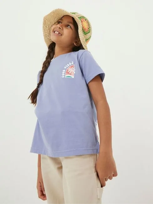 Girls Fatface Tops and TShirts Blue Good Vibes TShirt