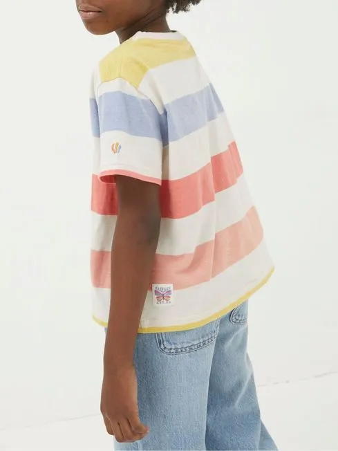 Girls Fatface Tops and TShirts Natural Block Stripe TShirt Girls Fatface Tops and TShirts Natural Block Stripe TShirt