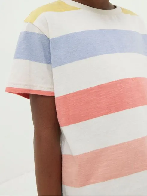 Girls Fatface Tops and TShirts Natural Block Stripe TShirt Girls Fatface Tops and TShirts Natural Block Stripe TShirt