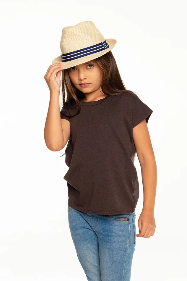 Girls Tops Chaser Brand Recycled Vintage Jersey Cap Sleeve Vent Back Tee