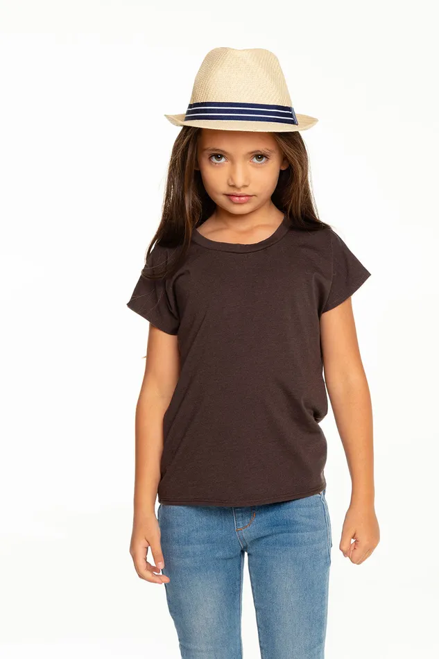 Girls Tops Chaser Brand Recycled Vintage Jersey Cap Sleeve Vent Back Tee