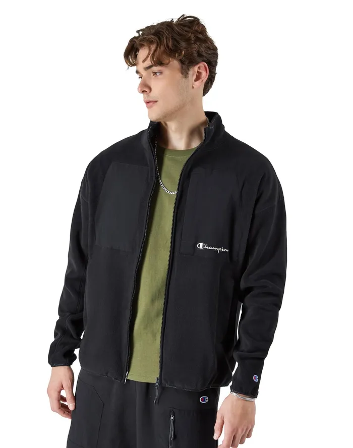 Global Explorer Fleece Mock Neck Jacket Black Men Champion Jackets