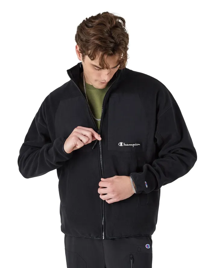 Global Explorer Fleece Mock Neck Jacket Black Men Champion Jackets