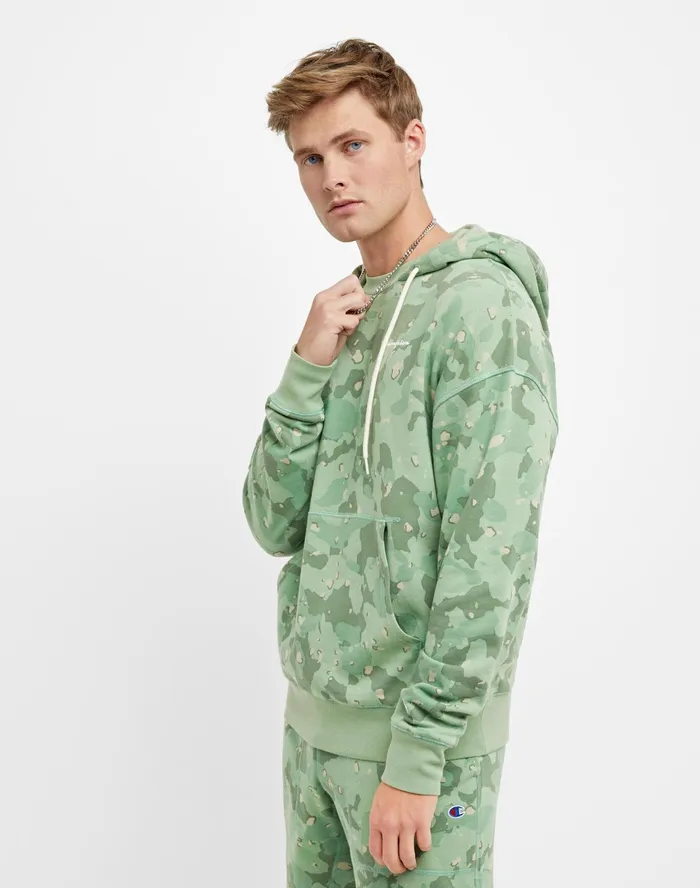 Global Explorer French Terry Hoodie Camo Print Script Logo Cc Camo 2 All About Olive Men Champion Hoodies and Sweatshirts