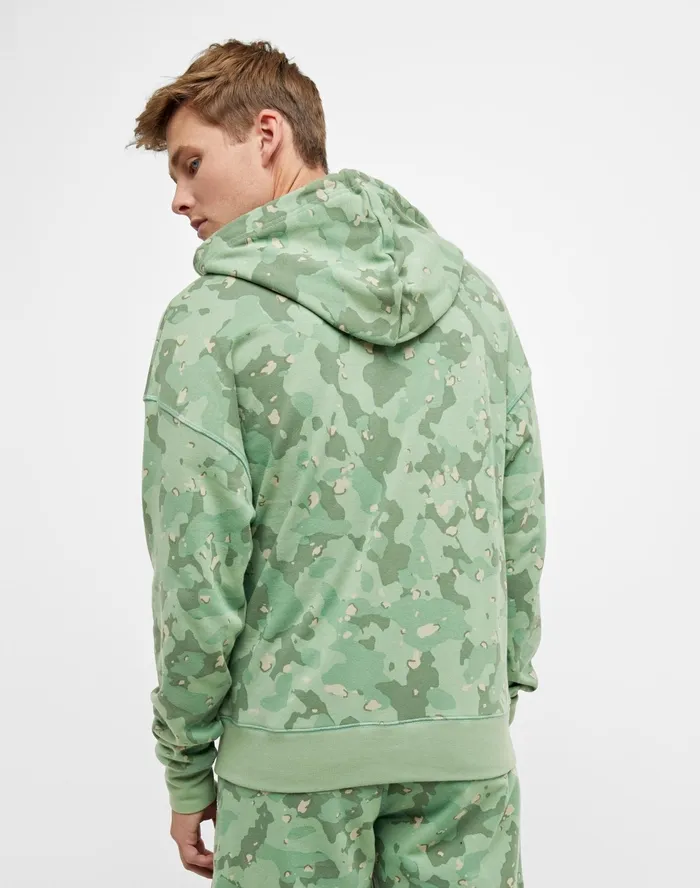 Global Explorer French Terry Hoodie Camo Print Script Logo Cc Camo 2 All About Olive Men Champion Hoodies and Sweatshirts