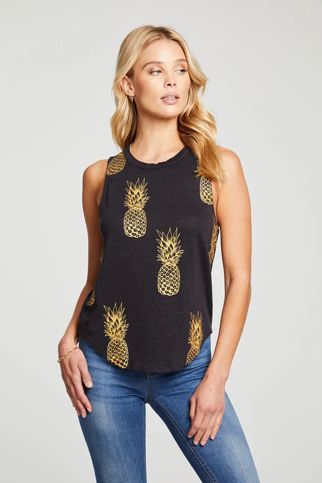 Golden Pineapples Tops Chaser Brand Womens