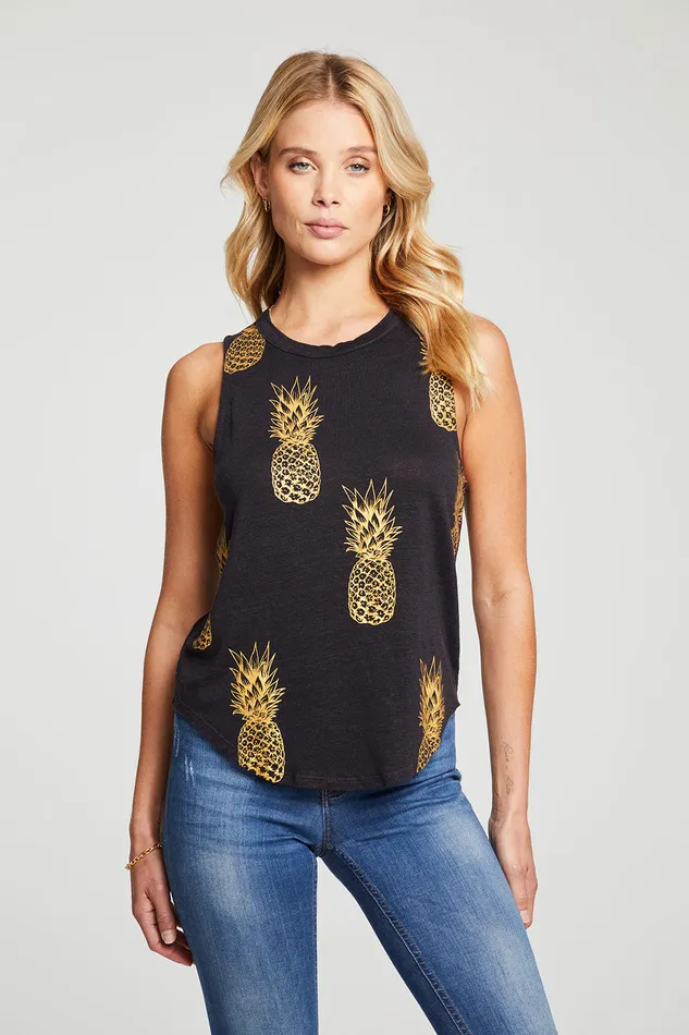 Golden Pineapples Tops Chaser Brand Womens