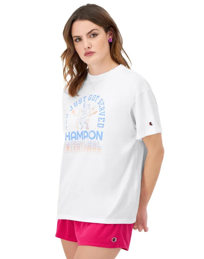 Graphic TShirt Oversized You Just Got Served White Women Champion TShirts and Tops