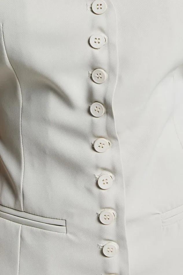 Gwyneth Vest 8211 Button Up Longline Waistcoat In Stone Women Showpo Tops