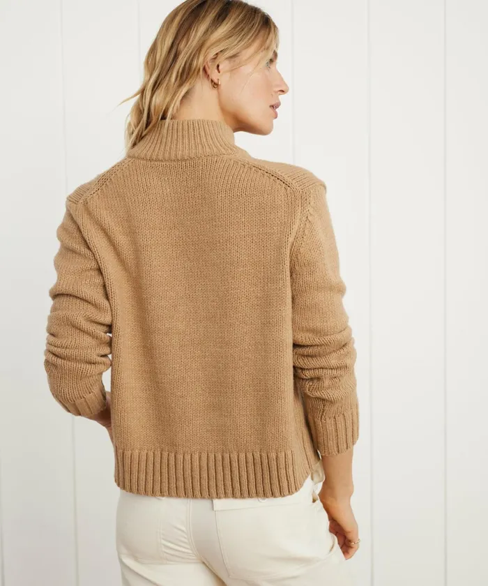 HalfZips Women Jenni Kayne Chase Button Pullover Camel