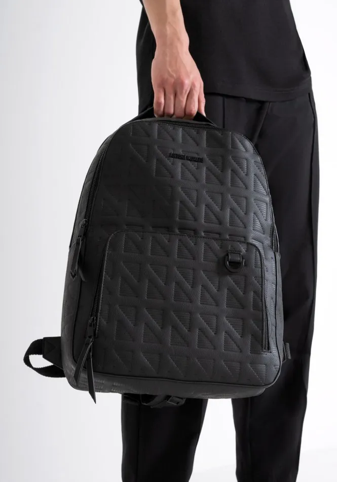 Handbags Men Antony Morato Backpack In Tumbled Pu Printed Black