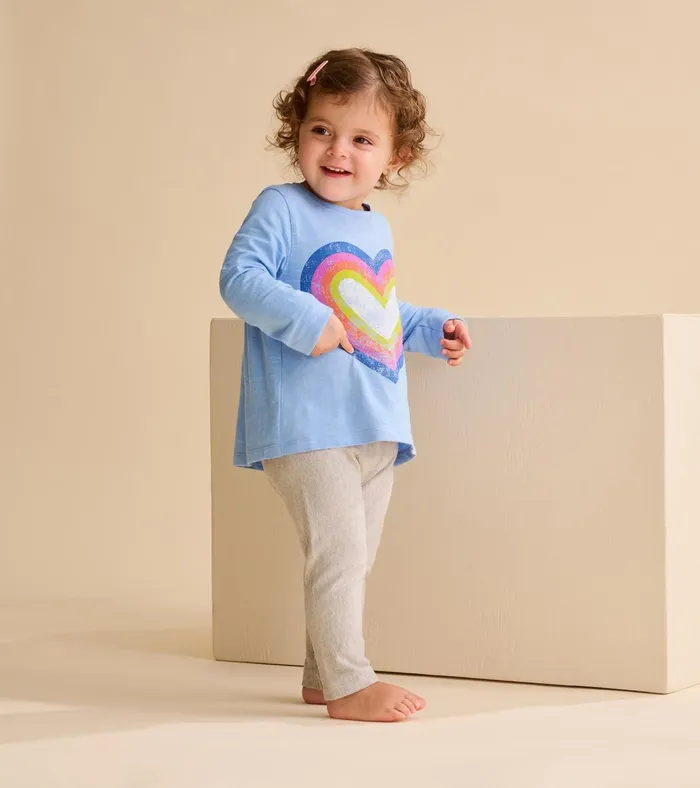 Hatley Baby and Toddler Girls Big Groovy Heart Long Sleeve TShirt Baby and Toddler Tops