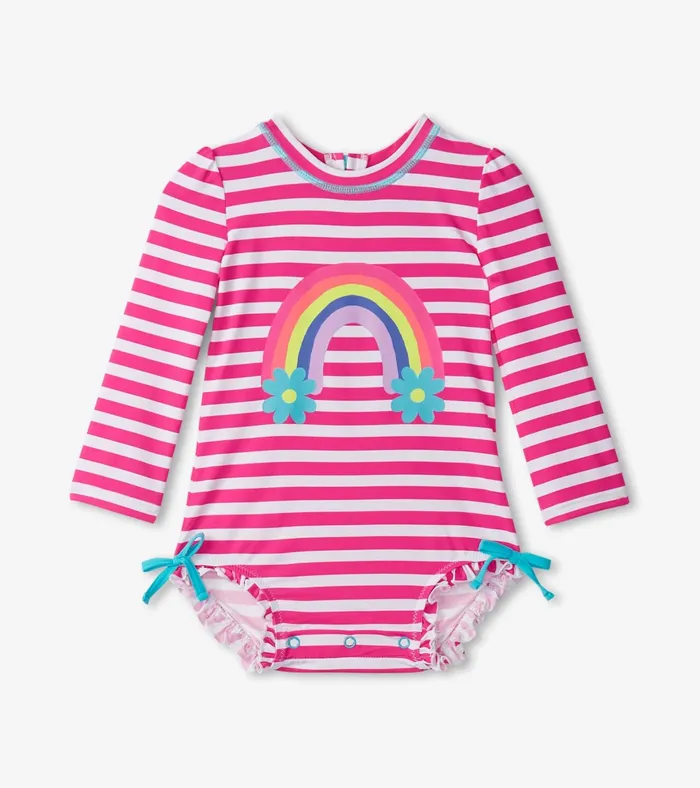 Hatley Baby Girls Candy Stripes Rashguard Swimsuit Baby and Toddler Swimwear