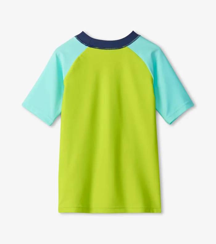 Hatley Boys Lime Green Shark Short Sleeve Rashguard Boys Swimwear