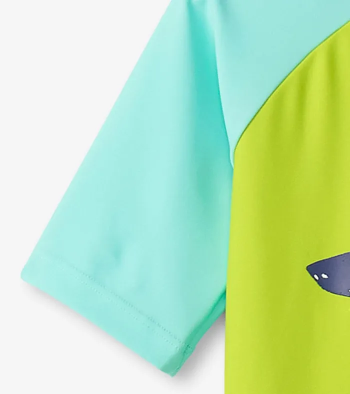 Hatley Boys Lime Green Shark Short Sleeve Rashguard Boys Swimwear