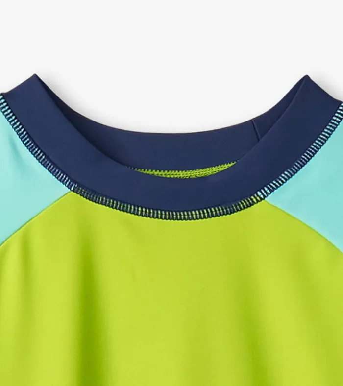 Hatley Boys Lime Green Shark Short Sleeve Rashguard Boys Swimwear