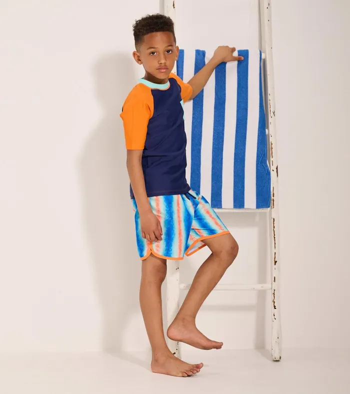 Hatley Boys Palm Oranges Short Sleeve Rashguard Boys Swimwear