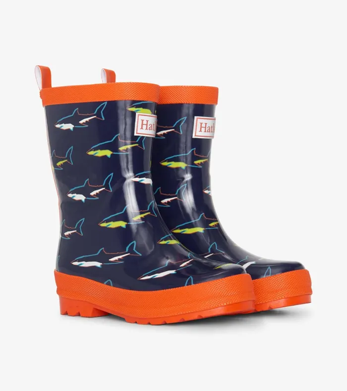 Hatley Boys Shark Shiny Rain Boots BoysBaby and Toddler Rainwear