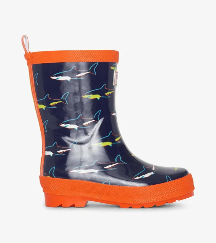 Hatley Boys Shark Shiny Rain Boots BoysBaby and Toddler Rainwear