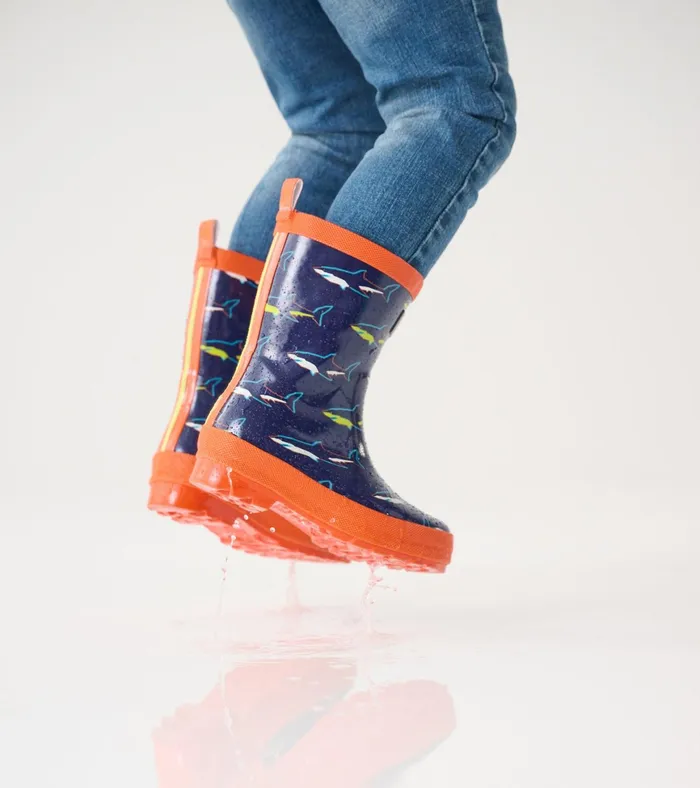Hatley Boys Shark Shiny Rain Boots BoysBaby and Toddler Rainwear