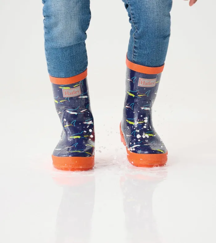 Hatley Boys Shark Shiny Rain Boots BoysBaby and Toddler Rainwear
