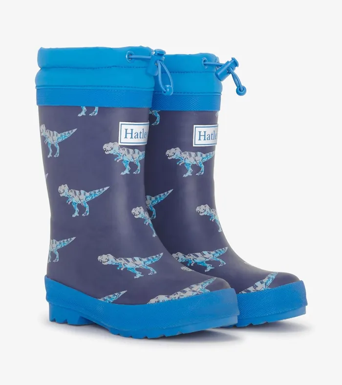 Hatley Boys TRex Attack Sherpa Lined Rain Boots Boys Rainwear