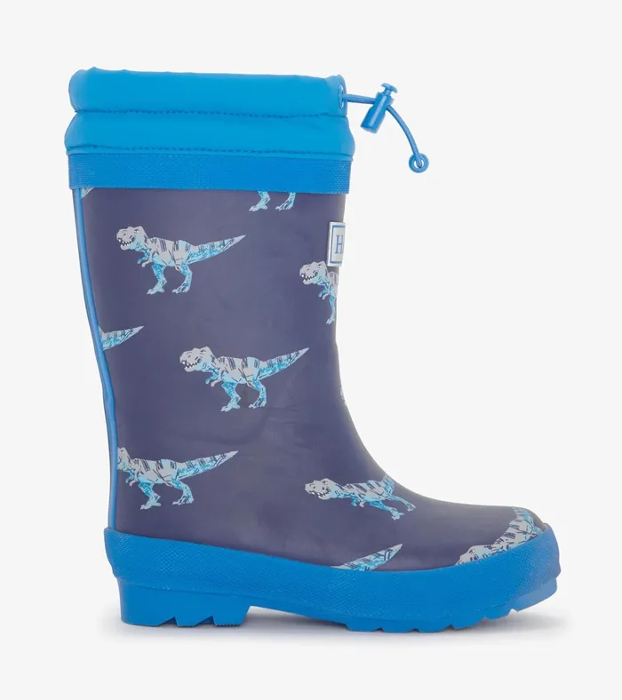 Hatley Boys TRex Attack Sherpa Lined Rain Boots Boys Rainwear