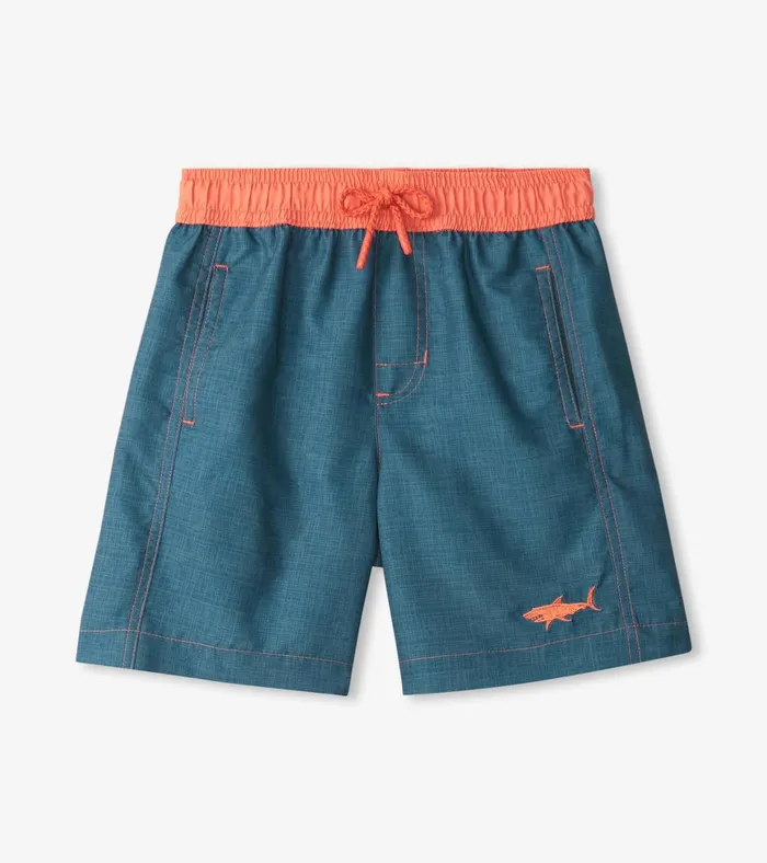 Hatley Boys Textured Shark Swim Trunks Boys Swimwear