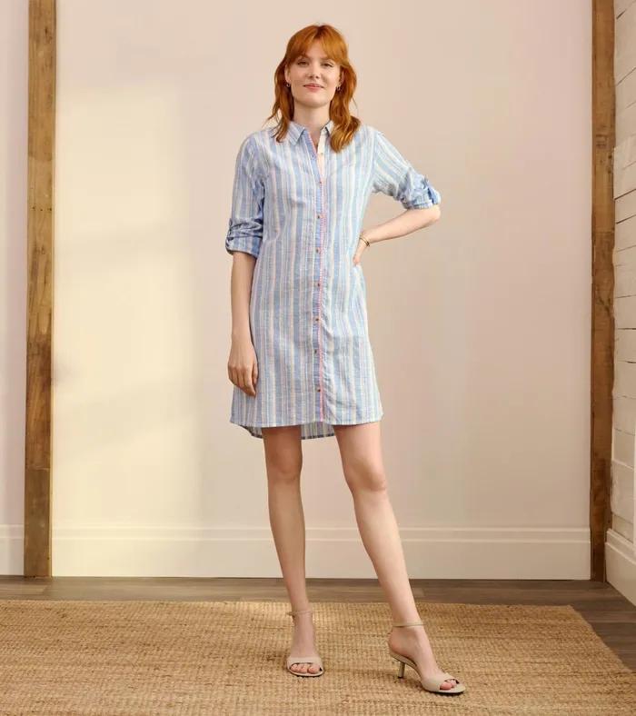 Hatley Cara Shirt Dress 8211 Light Blue Stripes Women Dresses