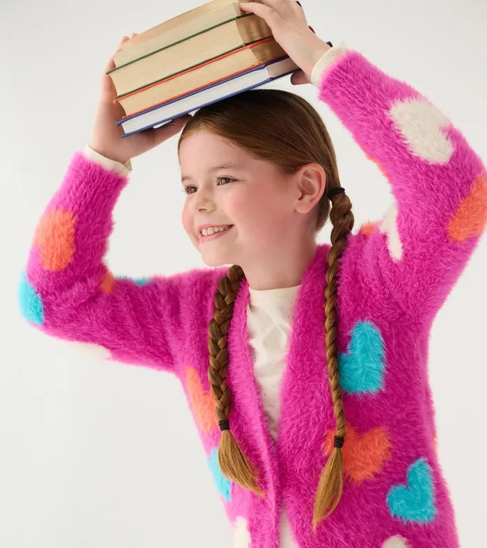 Hatley Girls Jumbo Hearts Cardigan Girls Sweaters