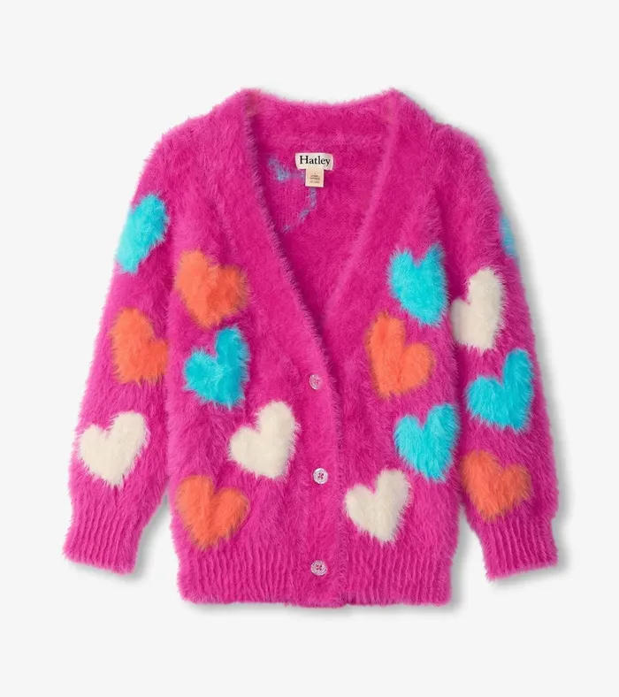 Hatley Girls Jumbo Hearts Cardigan Girls Sweaters