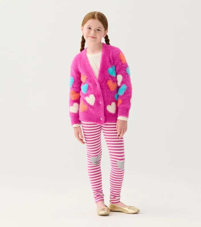 Hatley Girls Jumbo Hearts Cardigan Girls Sweaters