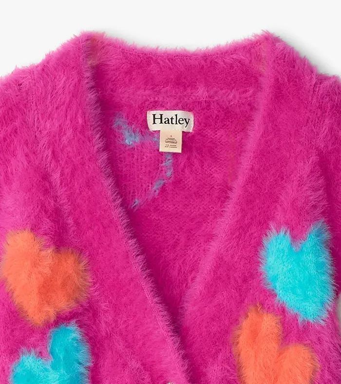 Hatley Girls Jumbo Hearts Cardigan Girls Sweaters