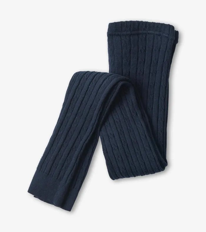 Hatley Girls Navy Cable Knit Tights Girls Bottoms