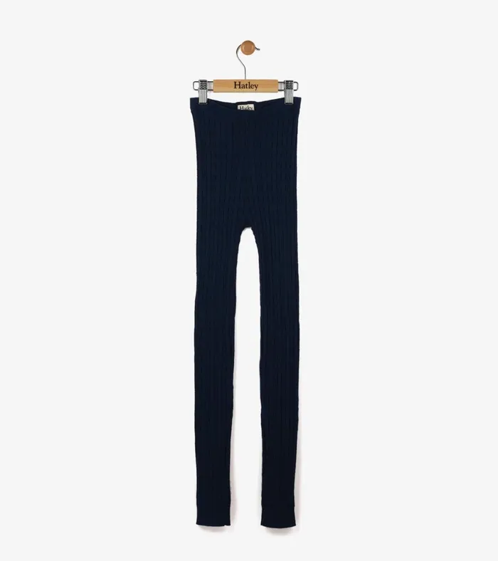 Hatley Girls Navy Cable Knit Tights Girls Bottoms