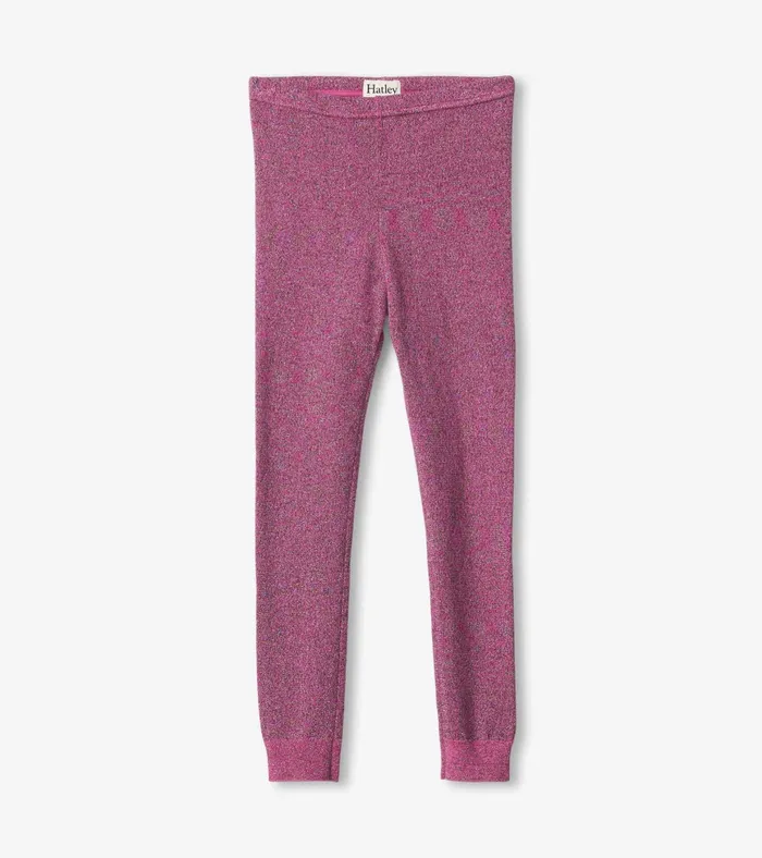Hatley Girls Pink Glitter Knit Leggings Girls Bottoms