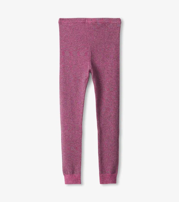 Hatley Girls Pink Glitter Knit Leggings Girls Bottoms