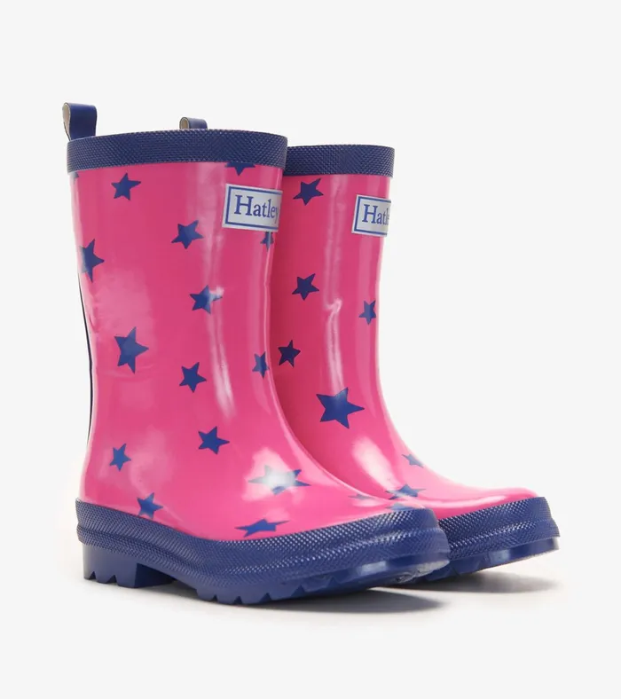Hatley Glitter Stars Shiny Rain Boots Girls Rainwear