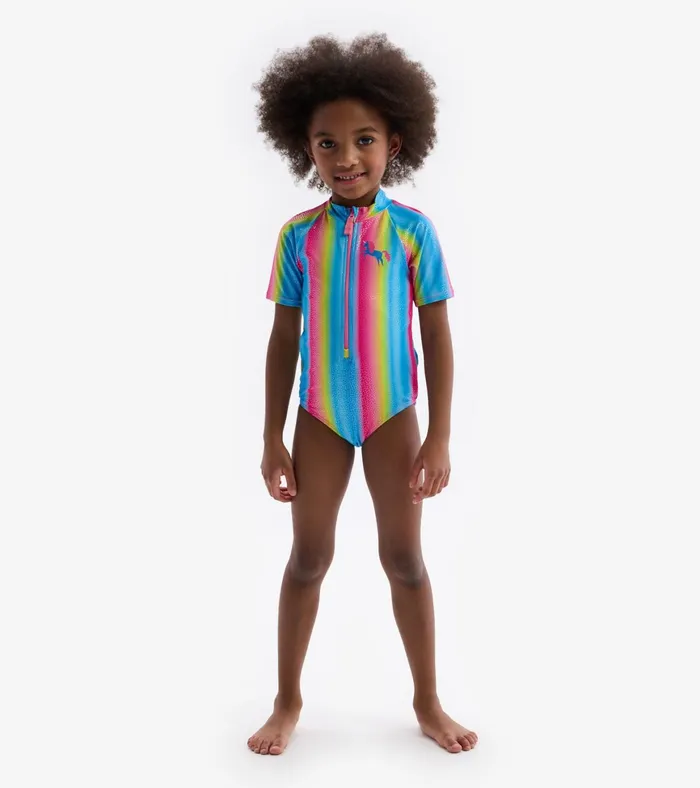 Hatley Jelly Bean Rainbow Rashguard One Piece Girls Swimwear