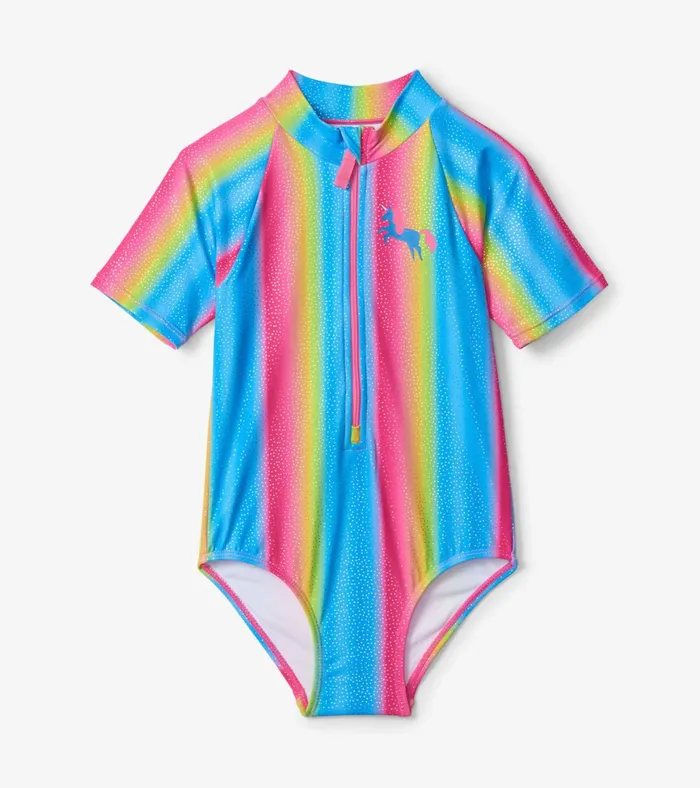 Hatley Jelly Bean Rainbow Rashguard One Piece Girls Swimwear